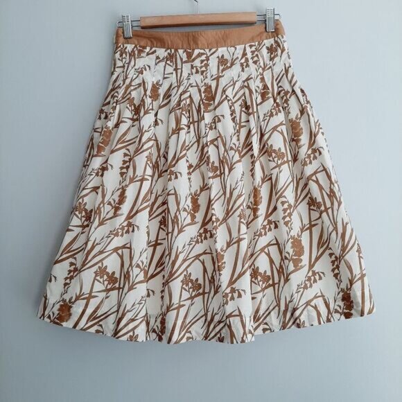 JOE FRESH 100% Cotton Plisse Pleated A-line Skirt Floral Print Sz 2 - Picture 7 of 10